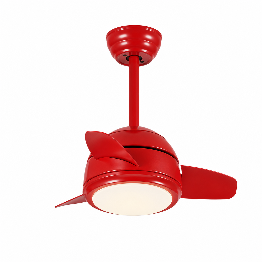 Red Compact Ceiling Fan with Light - FAN930-02