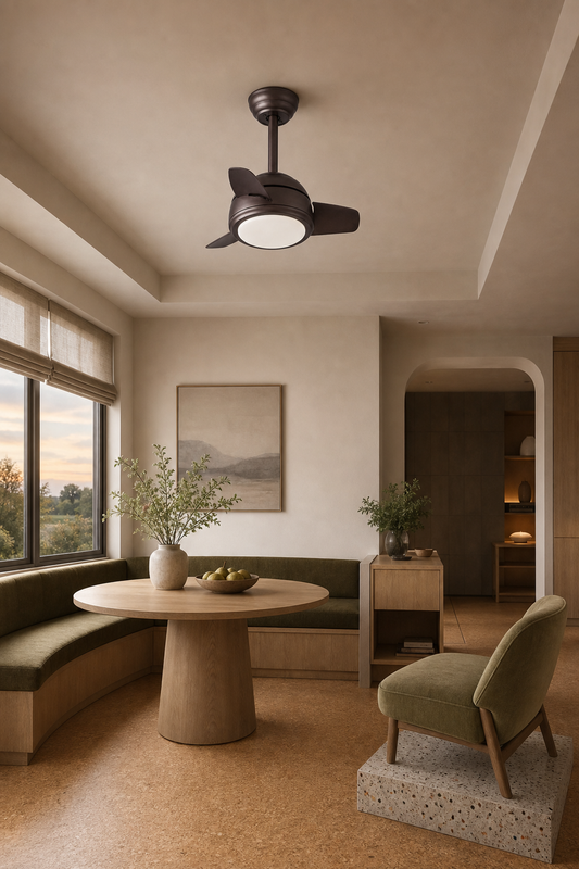 Brown Compact Ceiling Fan with Light - FAN930-05