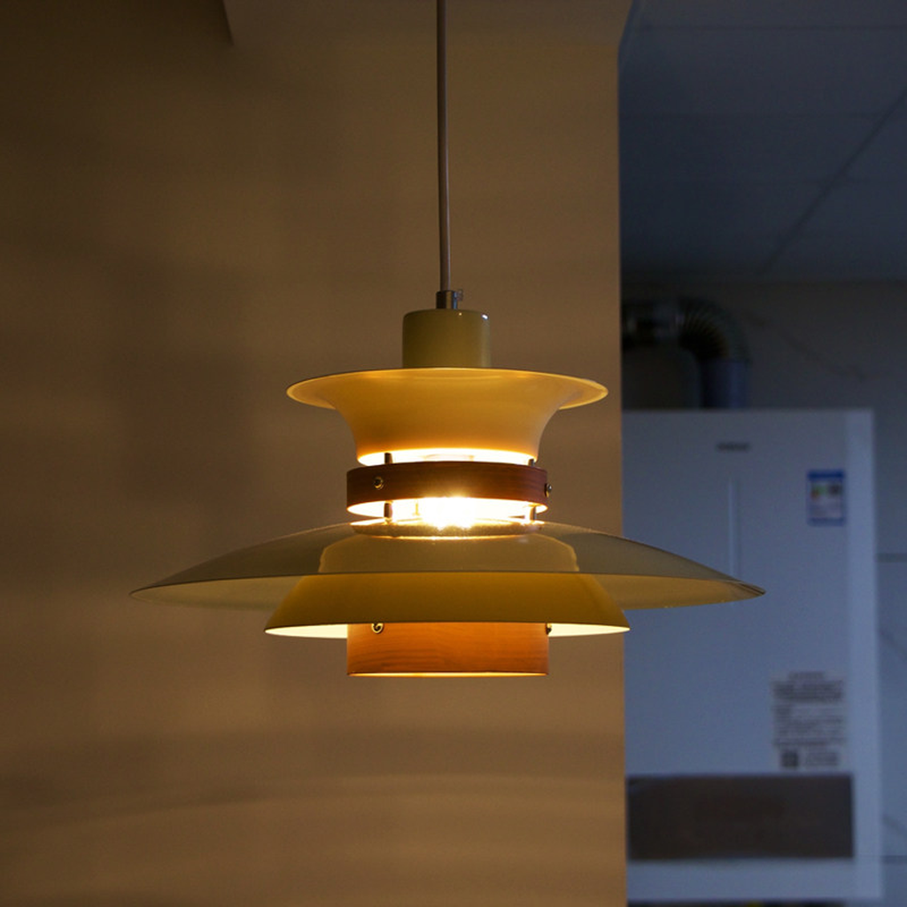 
Layered Aluminum and Walnut Pendant Light