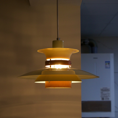 Layered Aluminum and Walnut Pendant Light