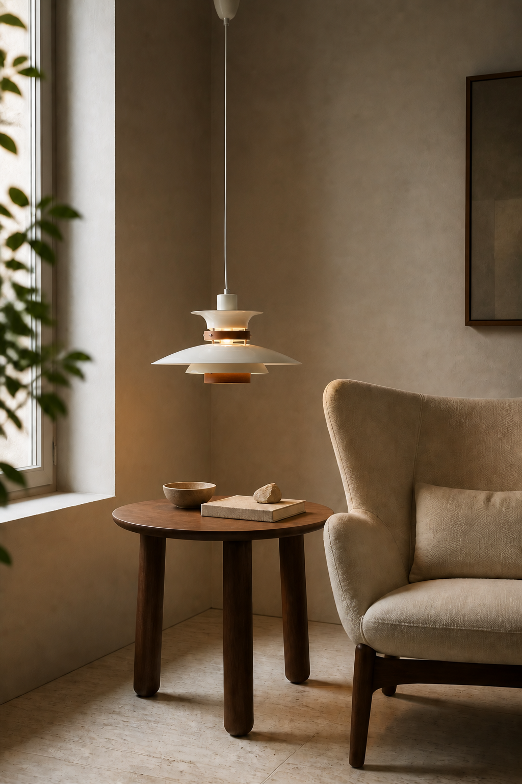 
Layered Aluminum and Walnut Pendant Light