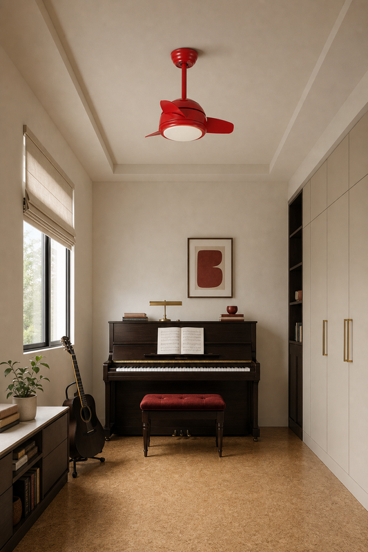 
Red Compact Ceiling Fan with Light - FAN930-02