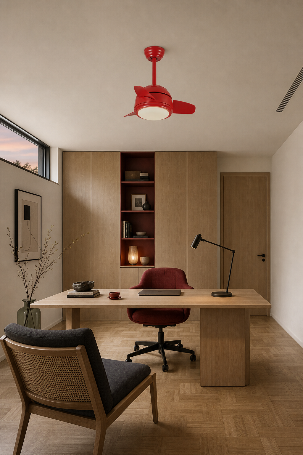 
Red Compact Ceiling Fan with Light - FAN930-02