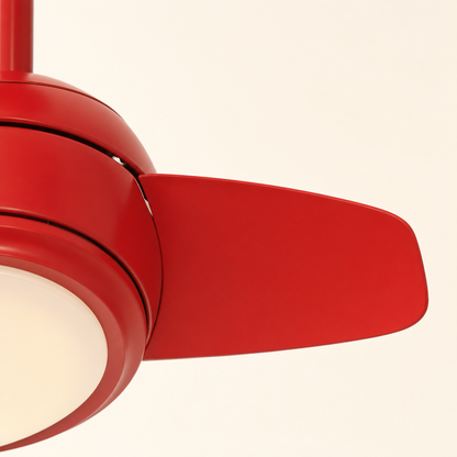 Red Compact Ceiling Fan with Light - FAN930-02
