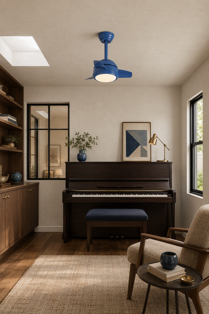 Blue Compact Ceiling Fan with Light - FAN930-03