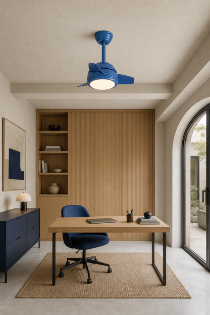 Blue Compact Ceiling Fan with Light - FAN930-03