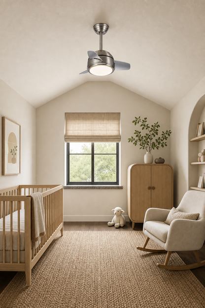Satin Nickel Compact Ceiling Fan with Light - FAN930-04