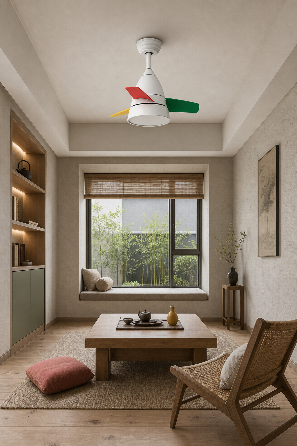 
White Multicolor-Blade Ceiling Fan with Light - FAN931-01