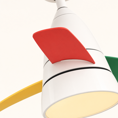 White Multicolor-Blade Ceiling Fan with Light - FAN931-01