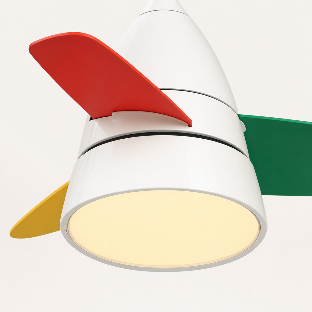 
White Multicolor-Blade Ceiling Fan with Light - FAN931-01