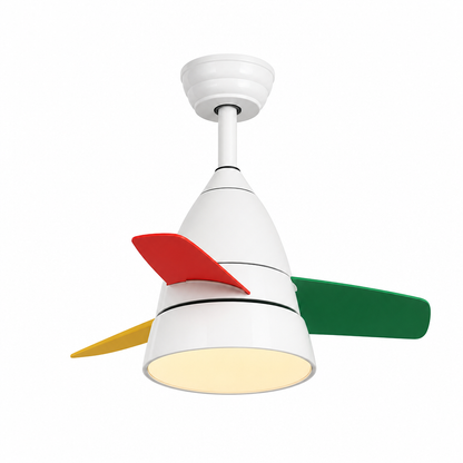 White Multicolor-Blade Ceiling Fan with Light - FAN931-01
