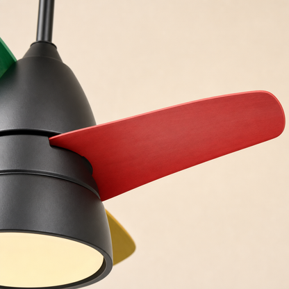 Black Multicolor-Blade Ceiling Fan with Light - FAN931-02