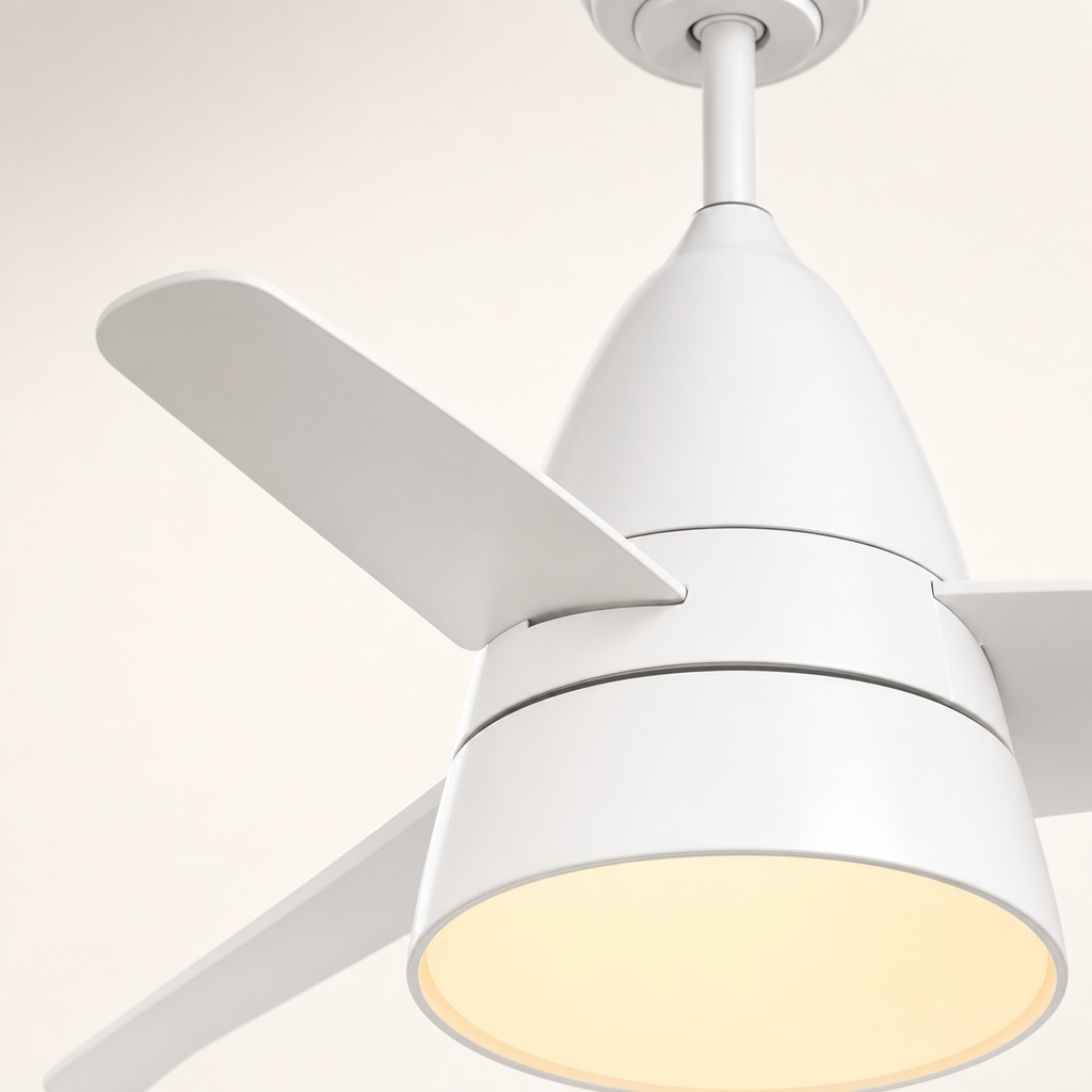 
All-White Compact Ceiling Fan with Light - FAN931-03
