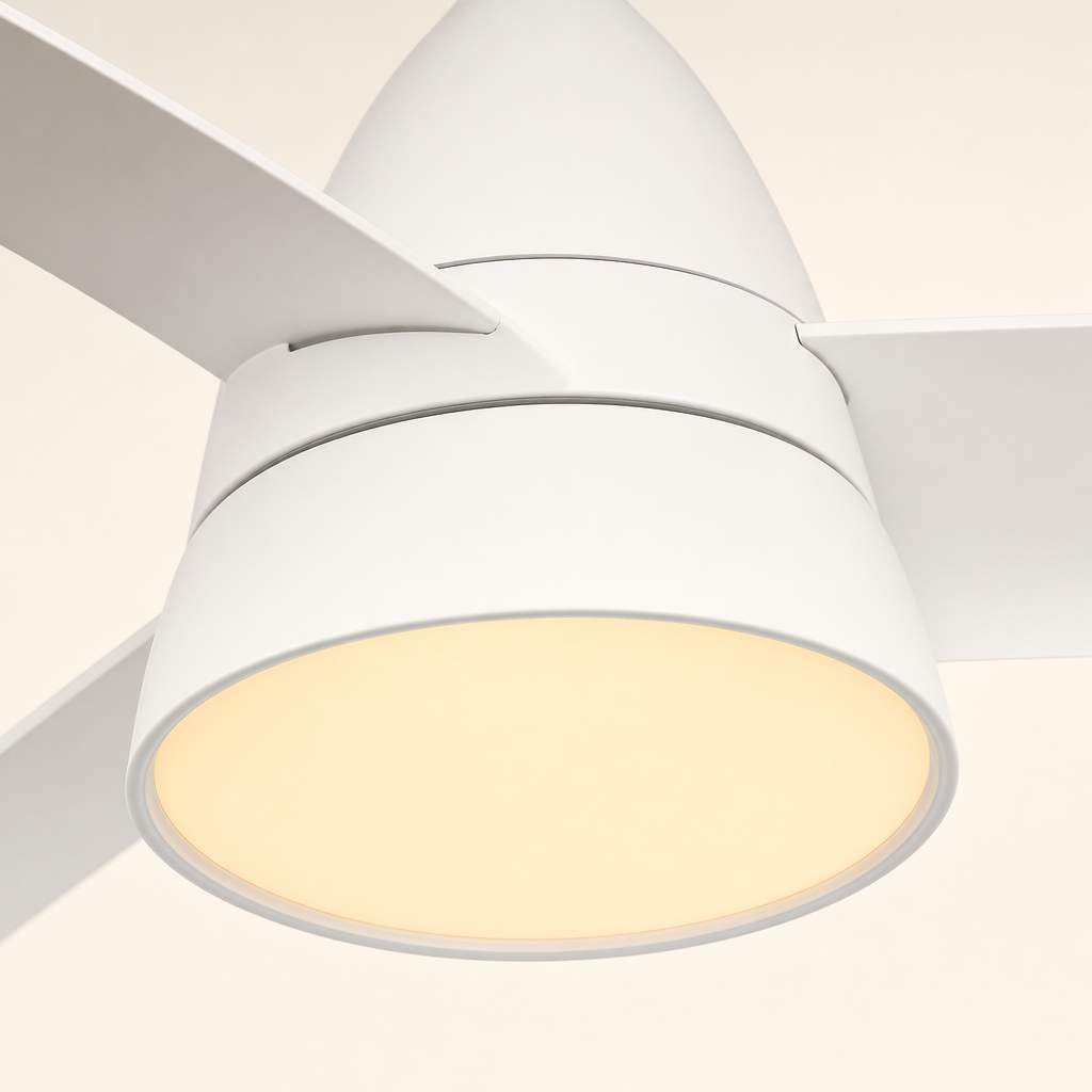 
All-White Compact Ceiling Fan with Light - FAN931-03