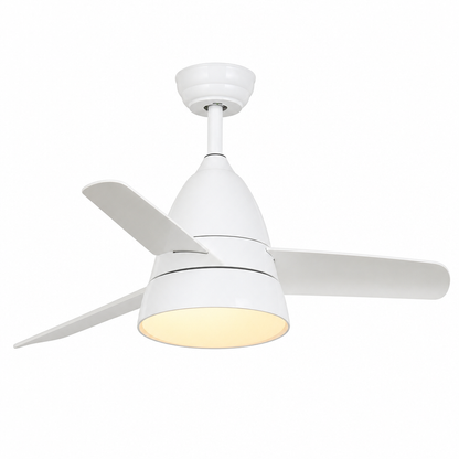 All-White Compact Ceiling Fan with Light - FAN931-03